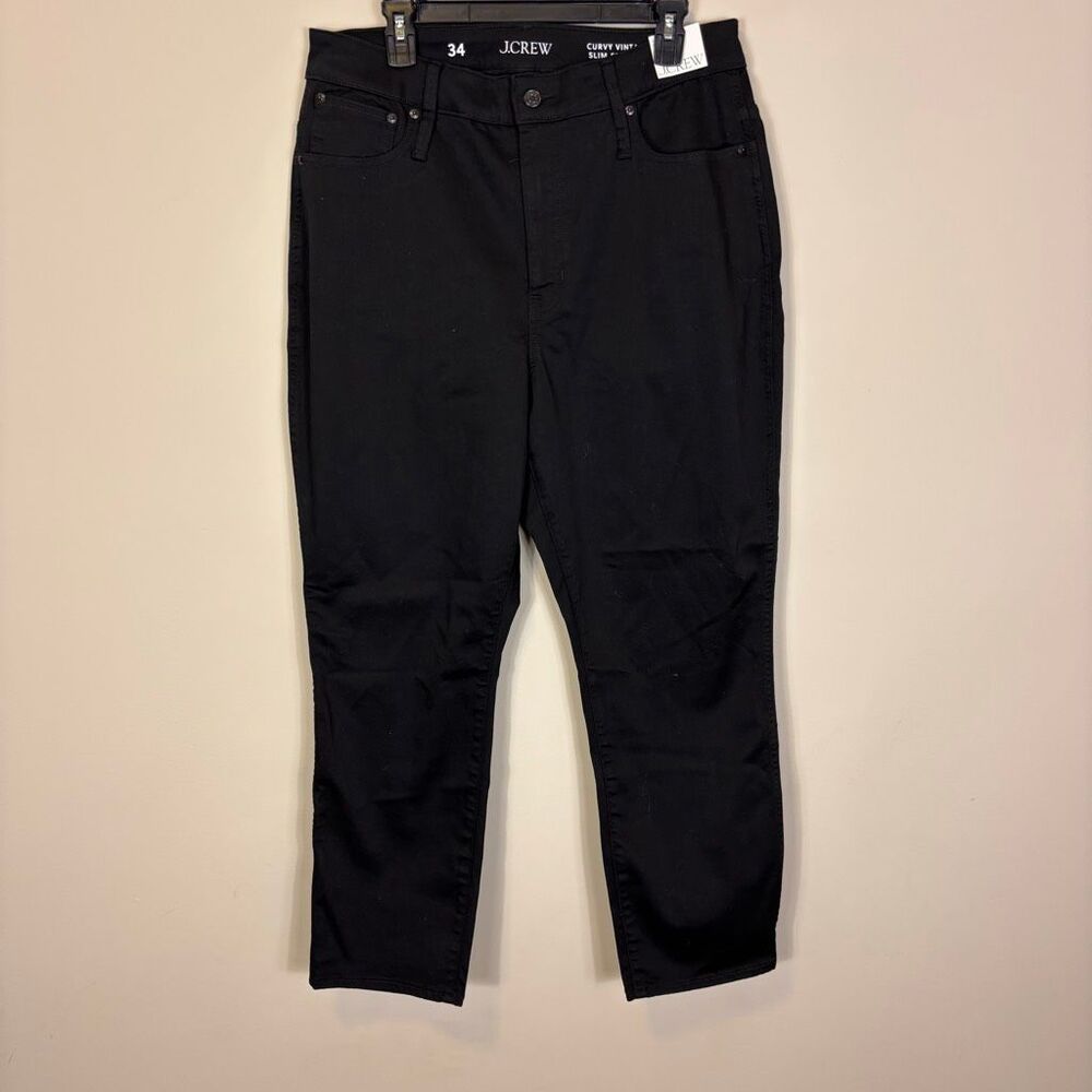 New J. Crew Black Curvy Vintage Slim Straight Leg Jeans Women's 34